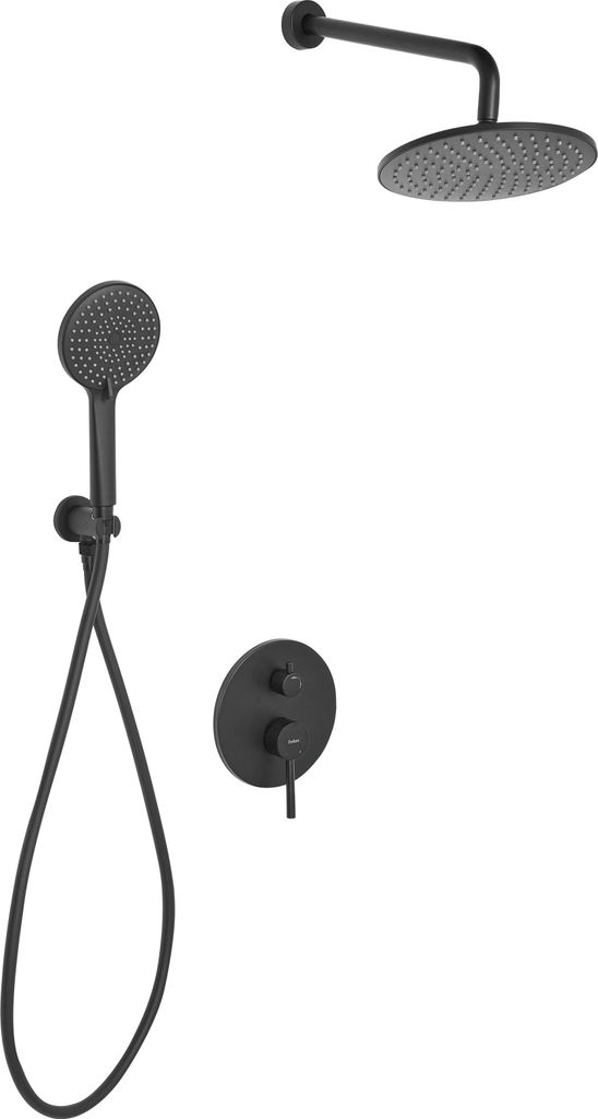 BELIANI Unterputz Duschset Schwarz Messing mit Armatur Regendusche 3 Strahlarten Duschbrause Einhebelmischer Modern 3 Funktion Duschsystem