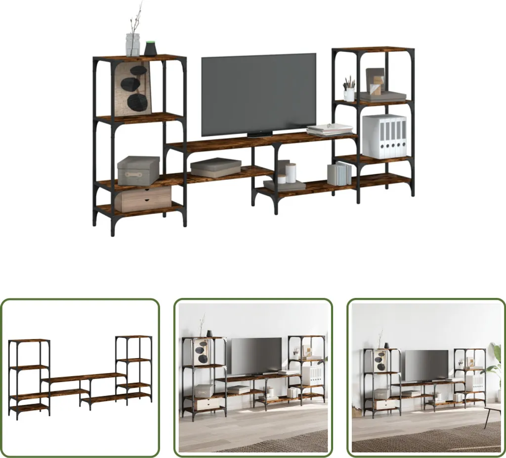Mobile Porta TV Rovere Fumé 206,5 cm The Living Store - Legno Robusto
