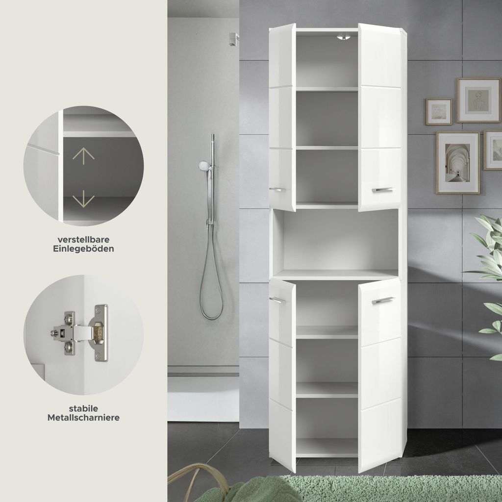xonox.home Hochschrank breit Ice weiß Nachbildung 60x185x30 Produktbild 
