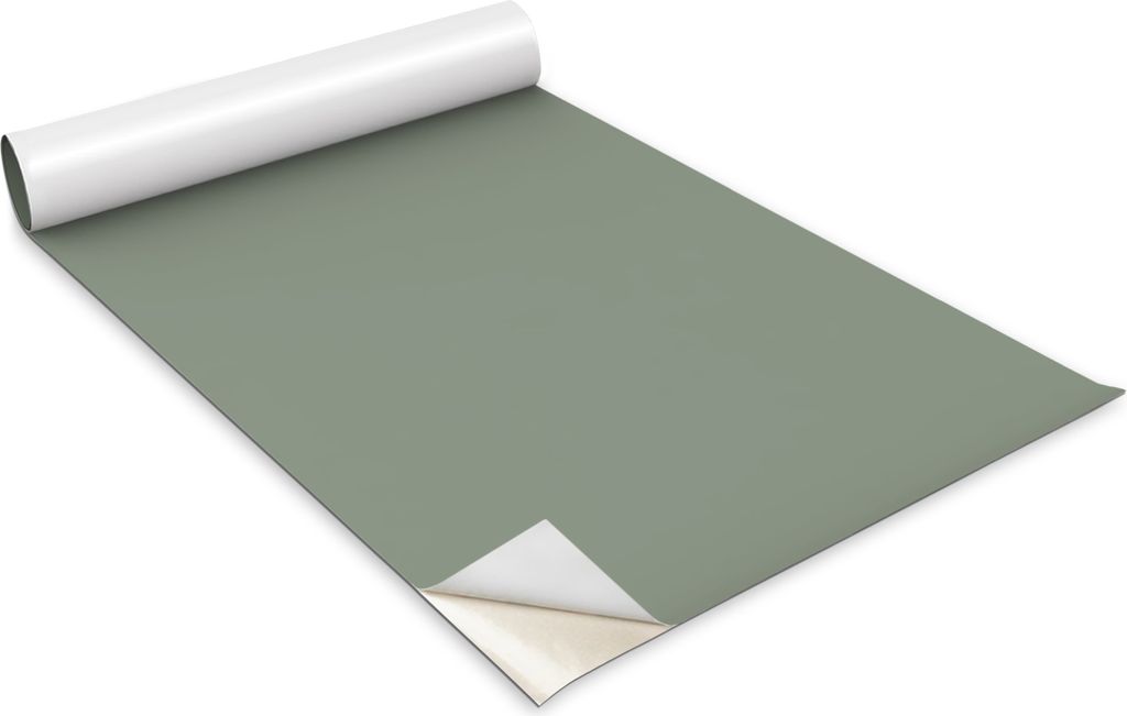 A roll of green adhesive foil with one corner peeled back.