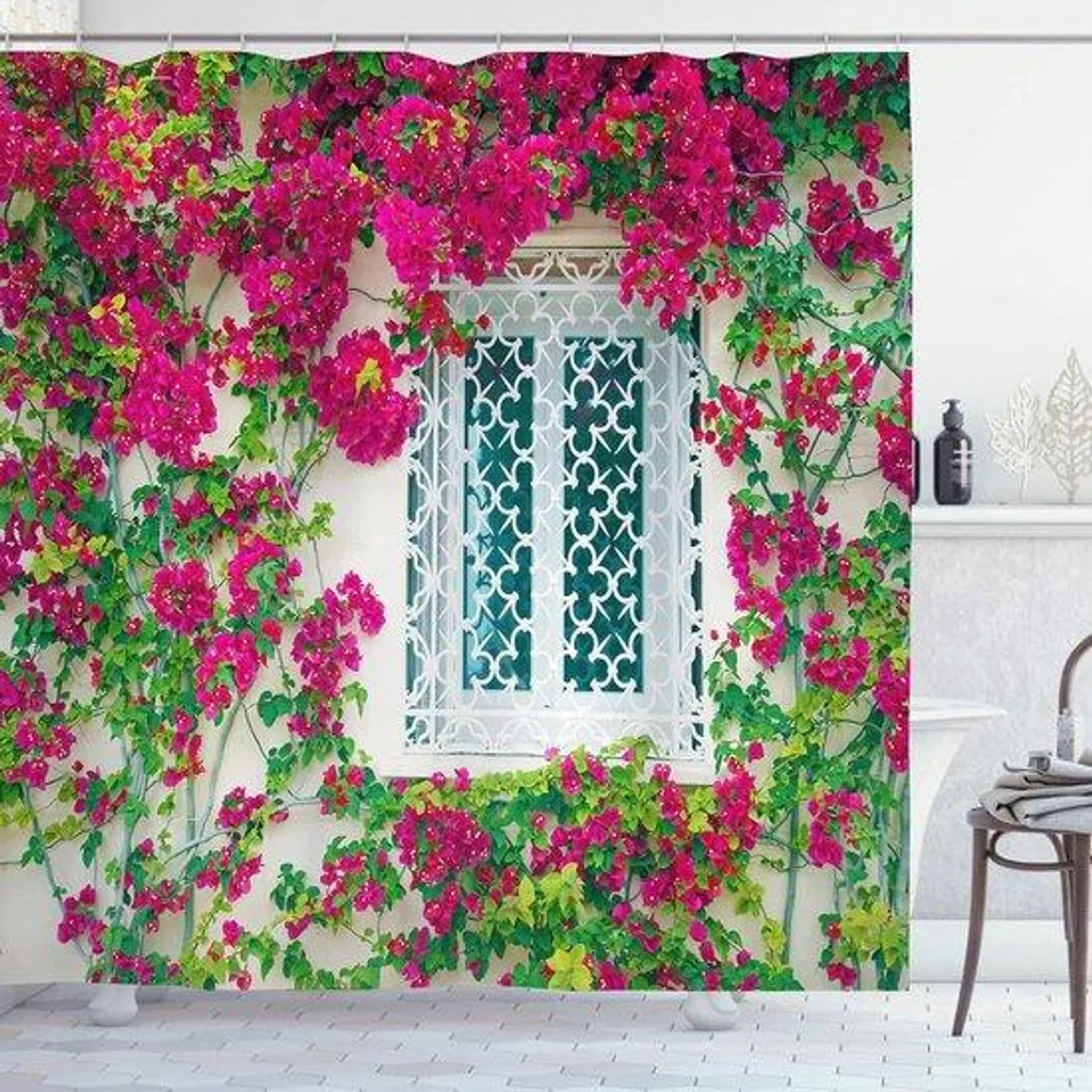 Rideau de douche floral 180x180 cm : étanche et facile à installer