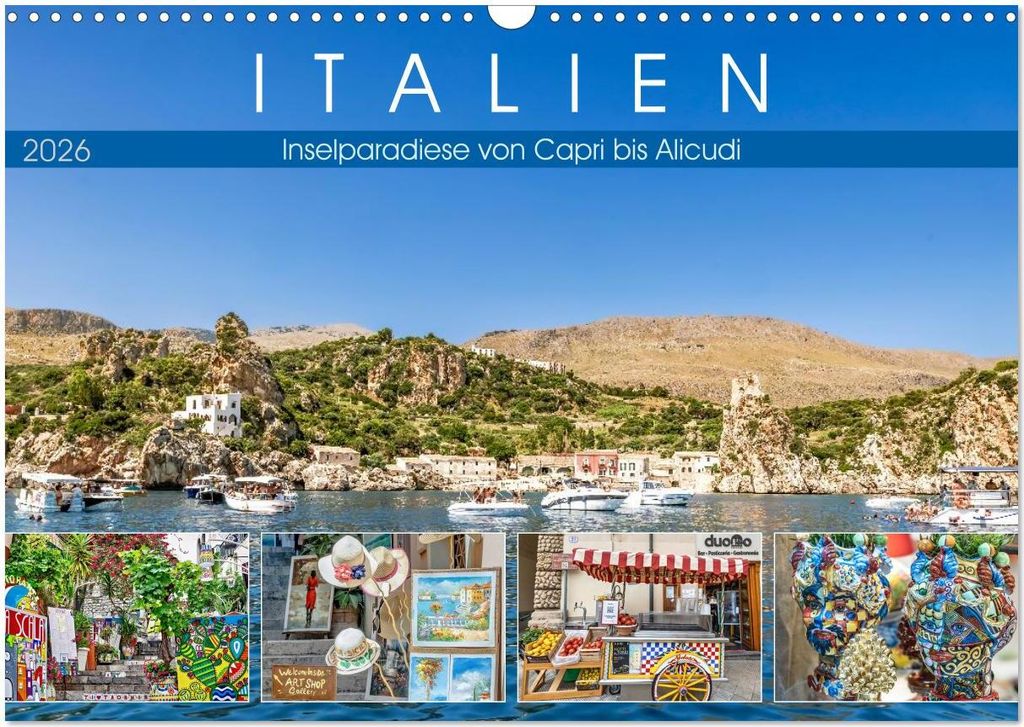 Italien - Inselparadiese von Capri bis Alicudi (Wandkalender 2026 DIN A3 quer), CALVENDO Monatskalender