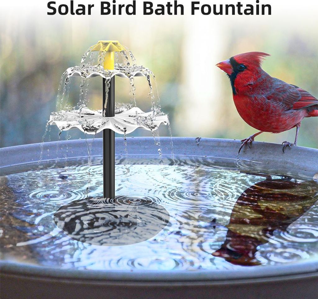 2.5W Solar Springbrunnenpumpe für Vogelbad mit 9 Düsen Solarbetriebene Springbrunnenpumpe für Garten Teich Pool Aquarium und Outdoor