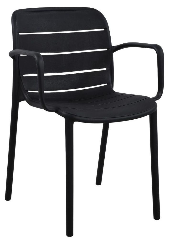 Silja Gartenstuhl mit Armlehnen stapelbar schwarz.
