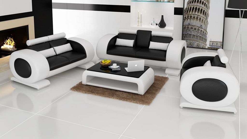 Sofa 3+2+1 Sitzer Leder Polster Couch 3tlg. JVmoebel