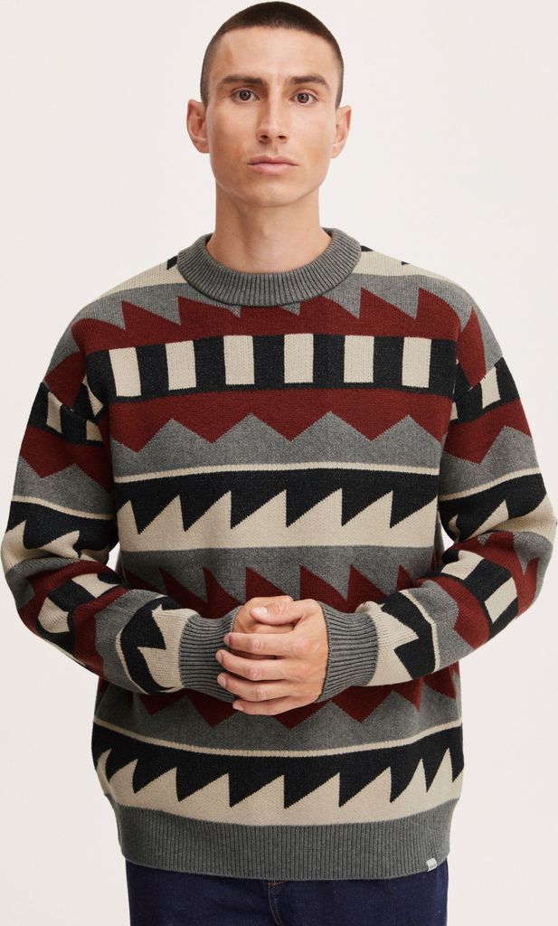 !Solid SDDeshan Herren Strickpullover Feinstrick Pullover Pulli Rundhalsausschnitt O-Neck mit Muster Oversize