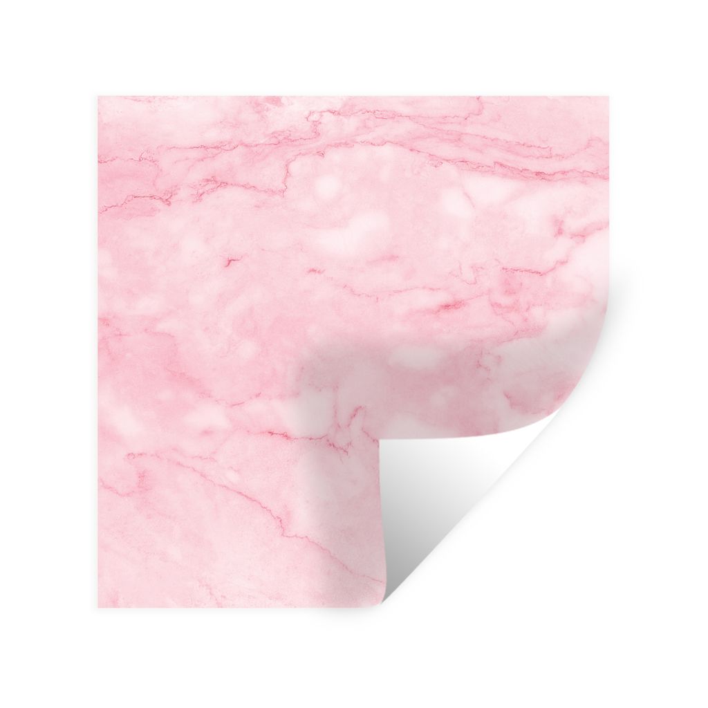MuchoWow Wandtattoo Wandsticker Wandaufkleber Marmor - Rosa - Textur - Schick 80x80 cm Selbstklebend und Repositionierbar - Wierderverwendbar - S...