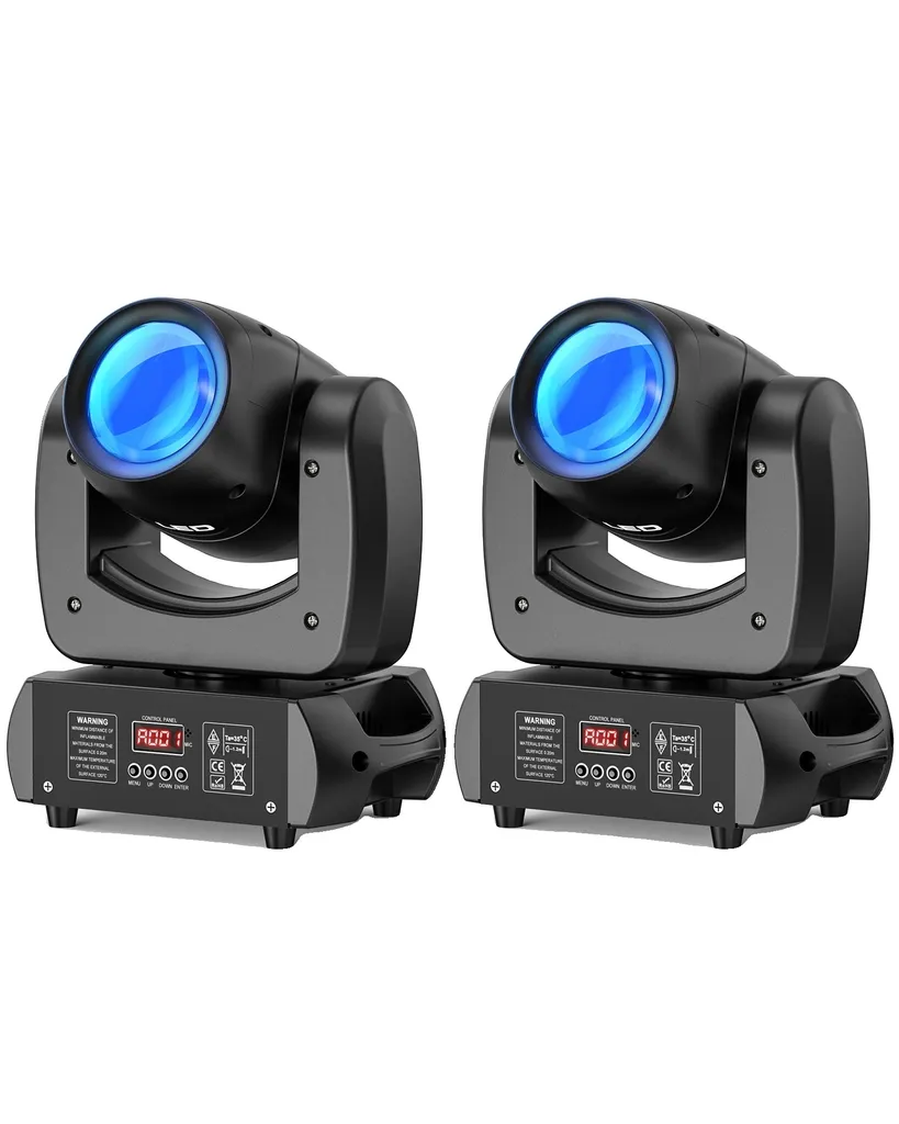 Projecteur de Scène à Tête Mobile 100W - Lot de 2 Lyres DMX pour Événement