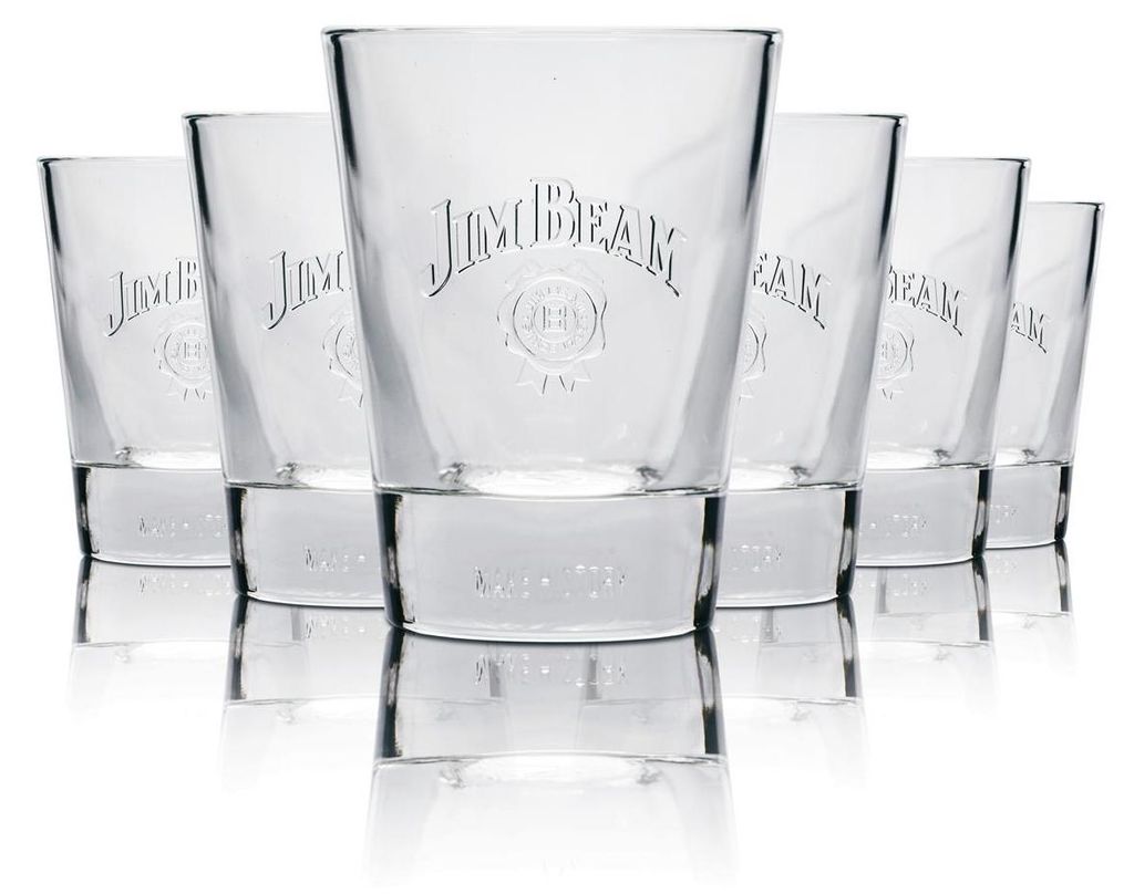 6x Jim Beam Whiskey Glas Tumbler mit Gravur Produktbild 