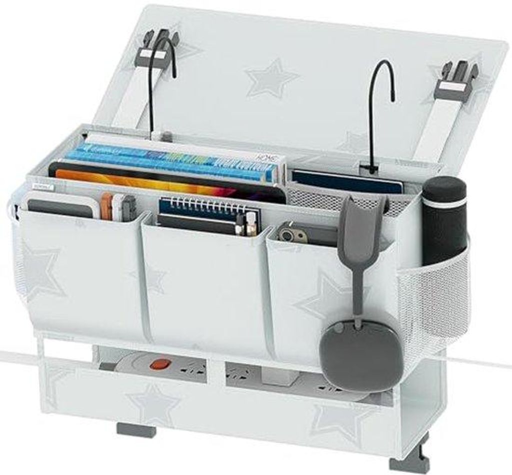 Ultiluxe Bett Organizer - Bettasche - Hängetasche - Verstellbar - Platzsparend - Mit Haken - Grau