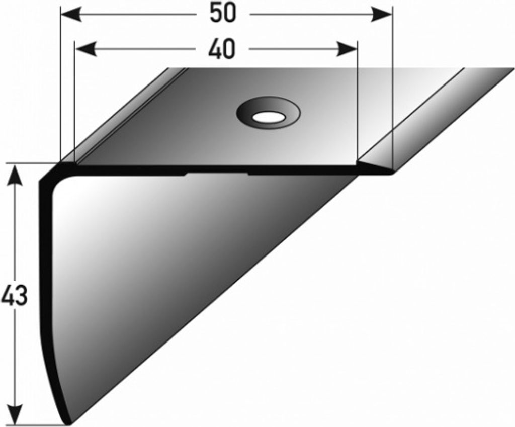 Winkelprofil / Treppenkante "Joilette" 50 x 43 mm, für Anti-Rutsch-Einlage, Aluminium eloxiert, gebohrt, Typ 374-bronze hell-1000