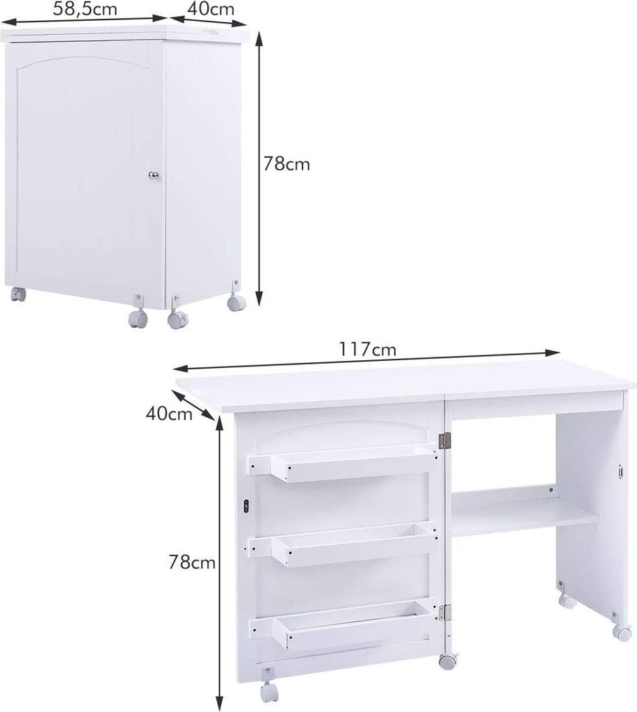 Nähtisch Nähmaschinenschrank Faltbar, Nähschrank Nähmöbel, Produktbild 4