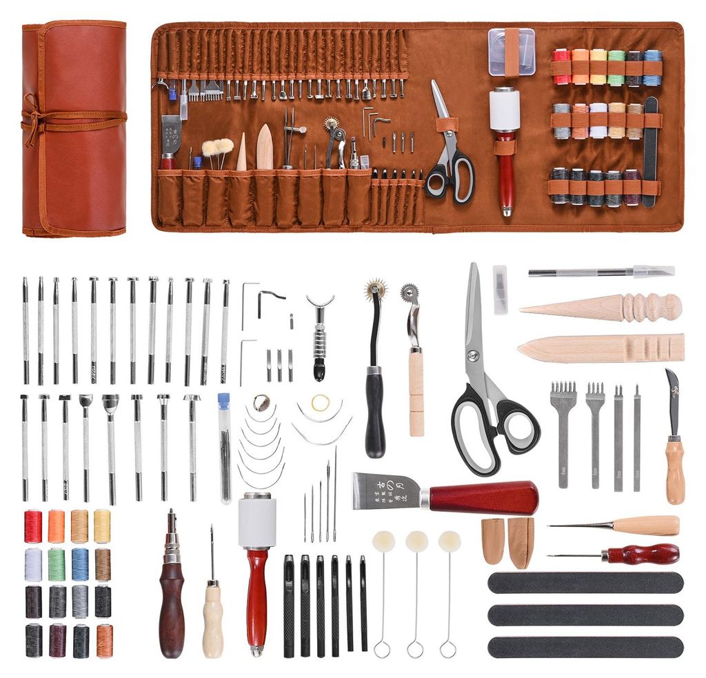VEVOR Set de 92 outils d'artisanat du cuir avec sac de Image du produit 