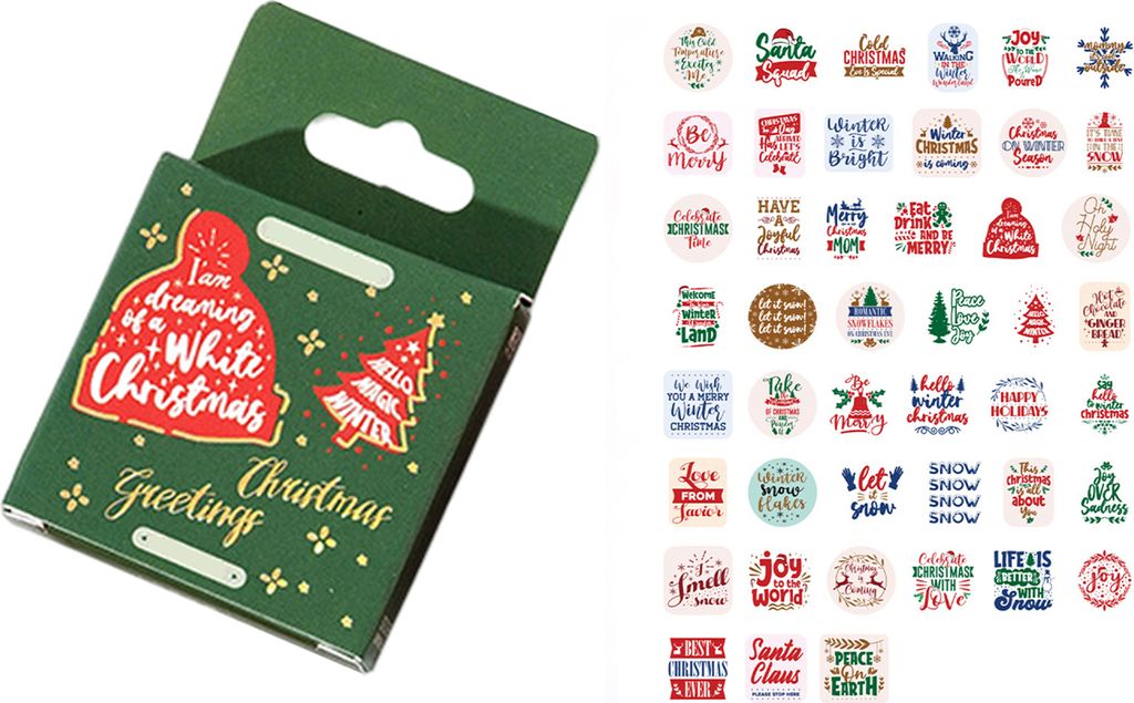 1 Box Weihnachten Aufkleber Selbstkleber Geschenk Tag Aufkleber DIY Scrapbooking Sticker für Party Festival-D