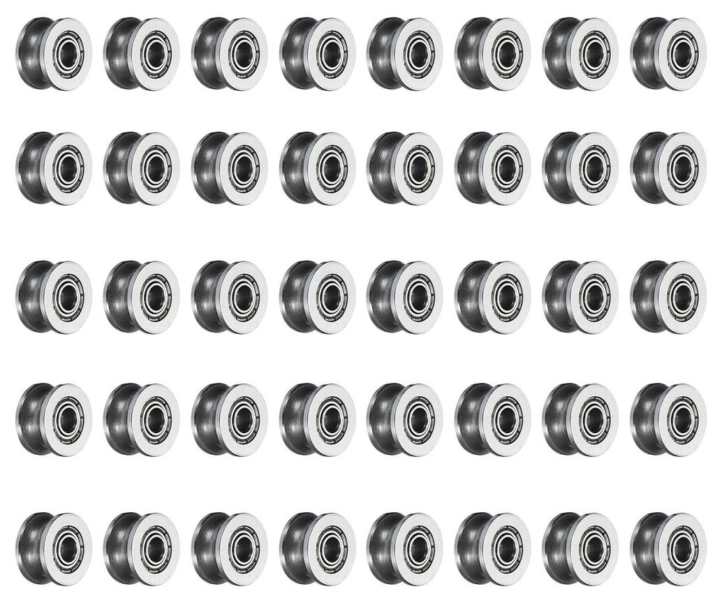 40 Stš¹ck U624ZZ Riemenscheibe U-Nut-Fš¹hrungslager 4x13x7mm U-Nut-Rollenrad aus Kohlenstoffstahl, ABEC3