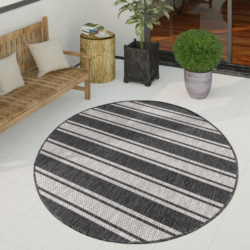 Outdoor Teppich Flachgewebe in Sisal-Optik mit Bordüre Produktbild 