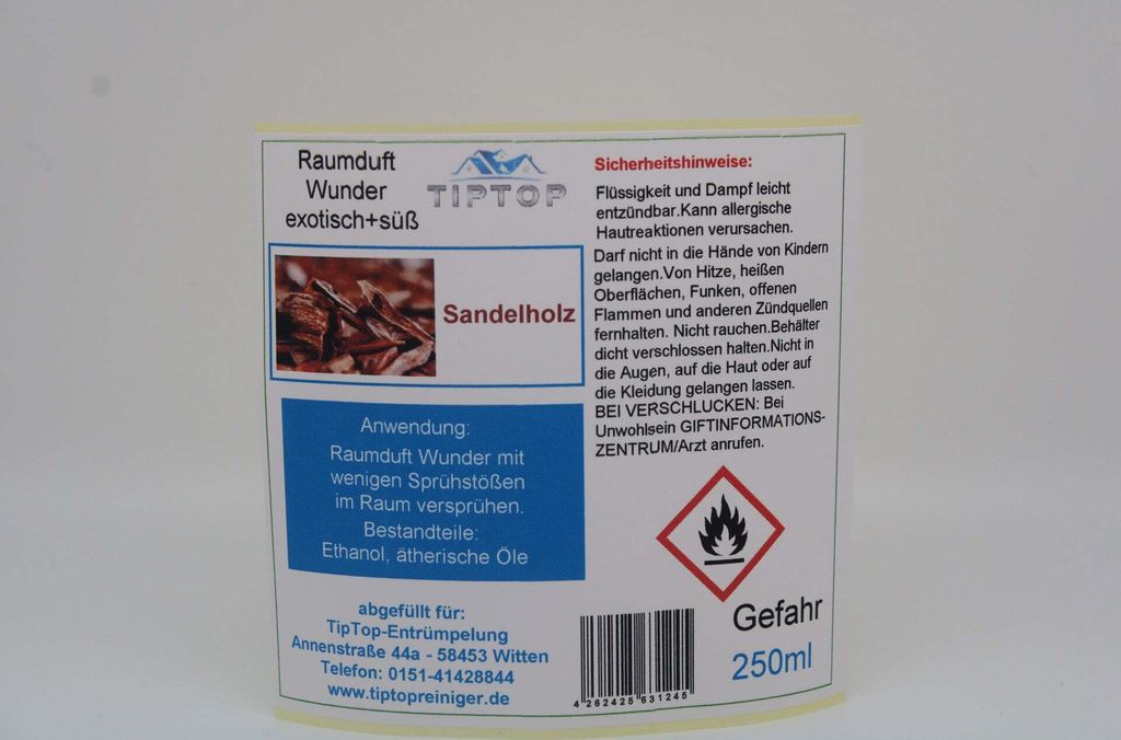 Raumduft-Wunder - 250ml - exotisch + süß - mehrere Duftnoten zur Auswahl – Sandelholz