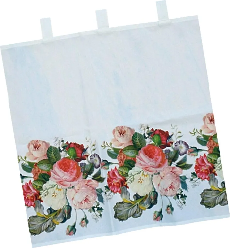 Brise-bise opaque à motifs roses multicolores, rideau court 120x60 cm