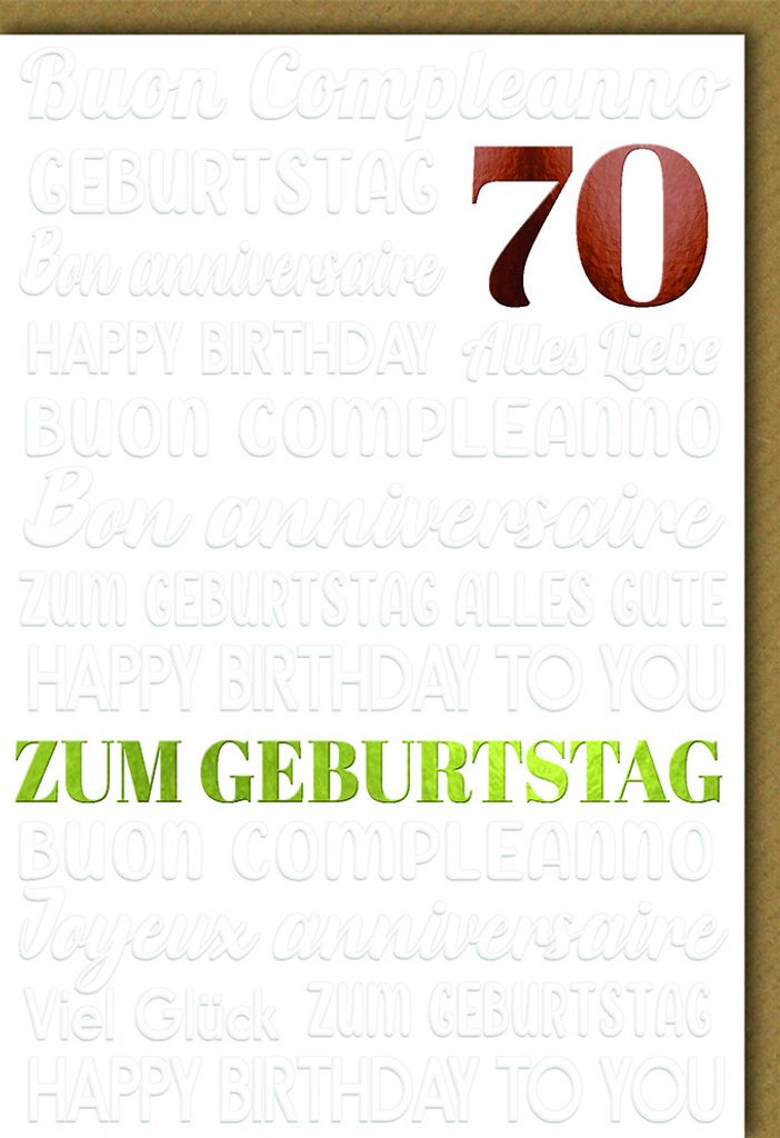70. Geburtstag - Glückwunschkarte im Format 11,5 x 17 cm Produktbild 