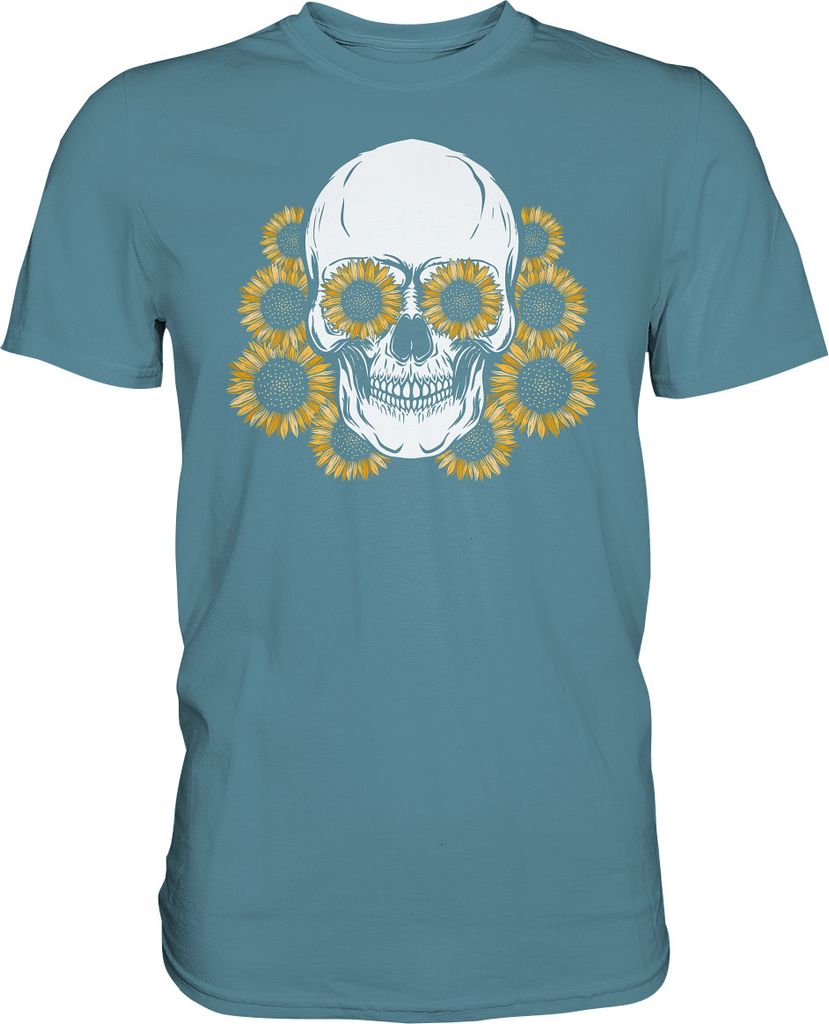 Totenkopf Sonnenblumen Shirt Gärtner Geschenk Garten – Produktbild 