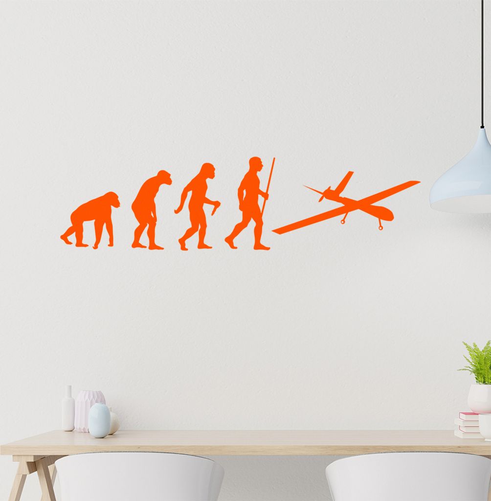 Drohne Flugzeug Evolution Wandtattoo Wandaufkleber Wall Sticker - Dekoration, Küche, Wohnzimmer, Schlafzimmer, Badezimmer