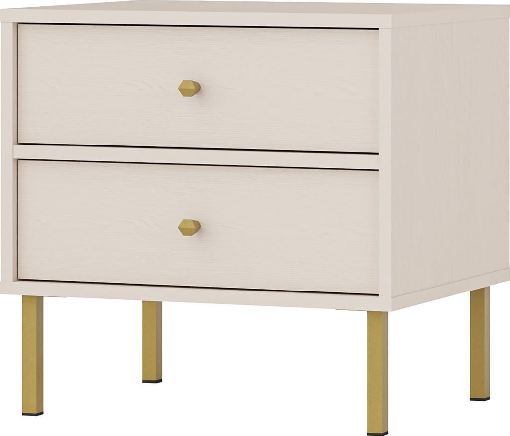 Masseno Nachttisch TORINO Nachtschrank Beistelltisch für Schlafzimmer 51,8 x 50 x 40,8 cm Beige