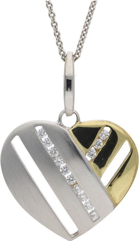 JuwelmaLux Anhänger 925/000 Sterling Silber vergoldet Herz mit Zirkonia JL20-02-0676