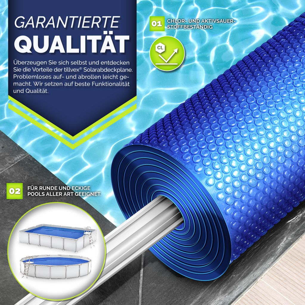 tillvex® Premium Pool Zonnezeil, 400 µm, rond, diameter 366