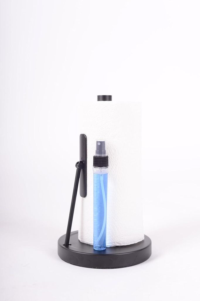 Nachhaltiger Küchenrollenhalter mit Sprühflasche - Multifunktionaler Organizer für Papiertücher in Mattschwarz