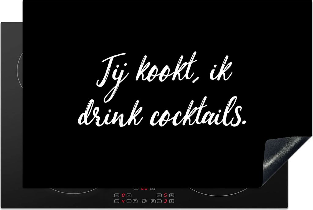 KitchenYeah Herdabdeckplatte Du kochst, ich trinke Cocktails - Zitate - Sprichwörter - Cocktail - Getränke , 80x52cm, Küche Deko, Glaskeramikf...