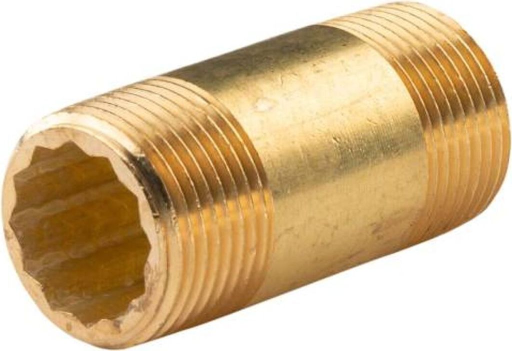Messing Gewinde-Fitting Distanz Doppelnippel 1'-1' L= 70 mm, schwere Ausführung
