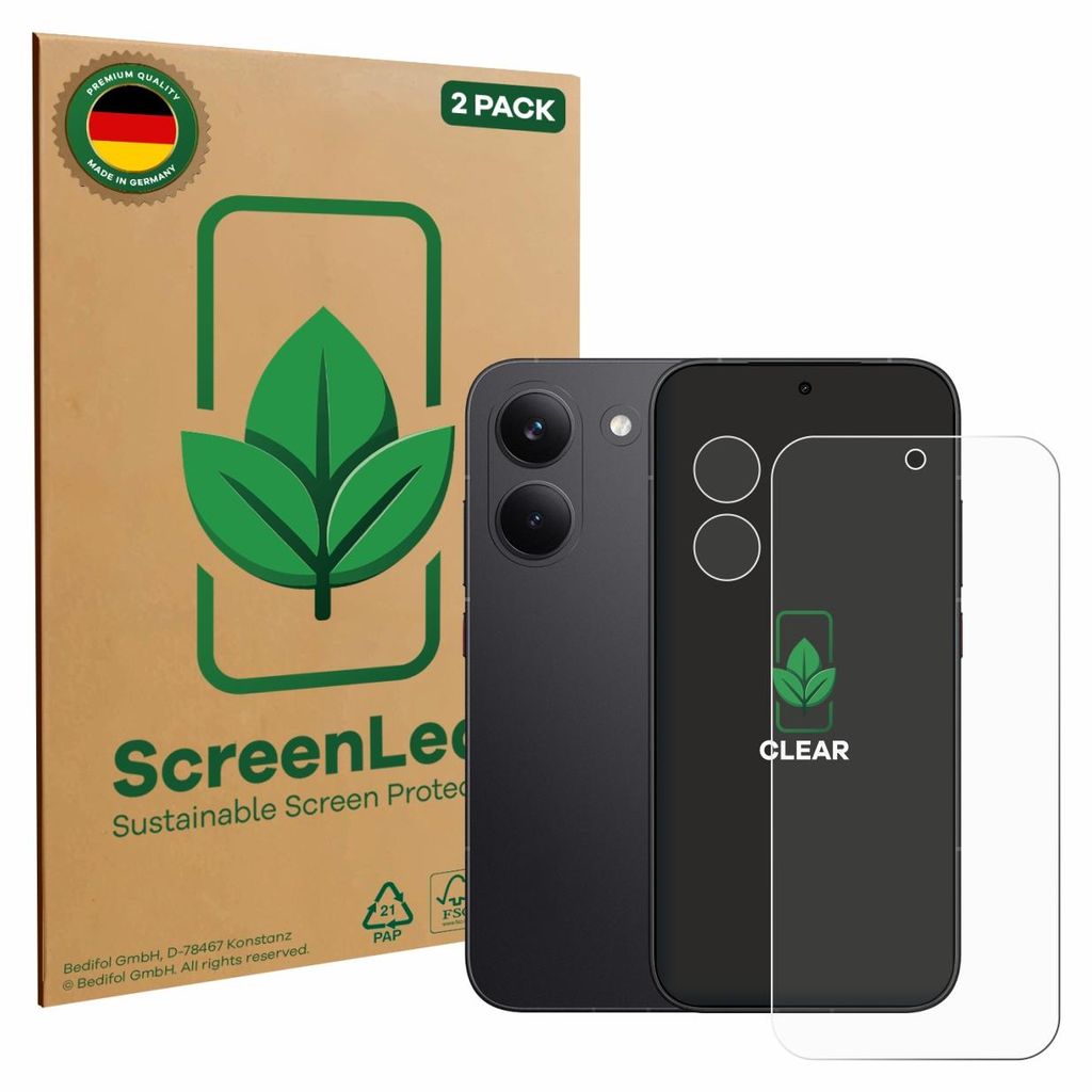 2x ScreenLeaf Schutzfolie für Xiaomi Poco X8 Pro (Display+Kamera) nachhaltiger Displayschutz Display Schutz Folie Klar Transparent