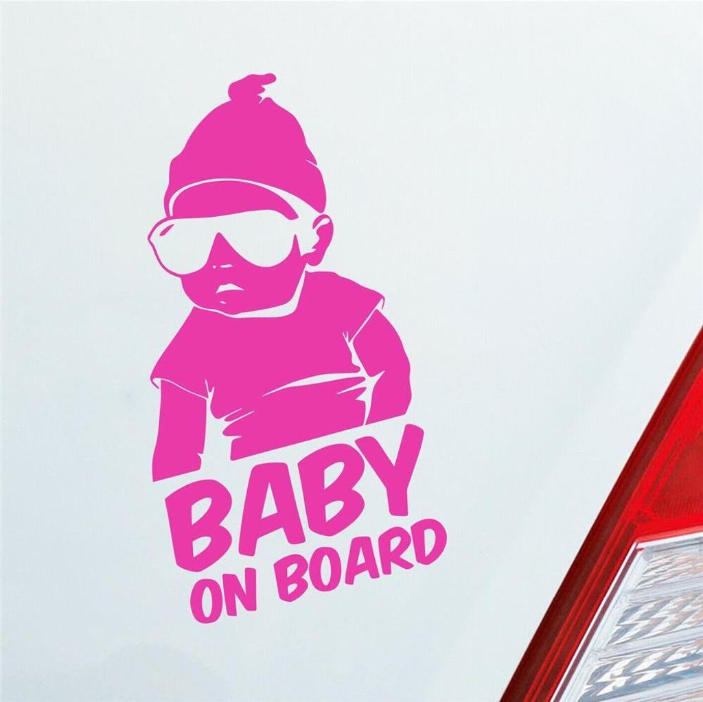 Auto Aufkleber Baby an Board Baby an Bord 19x10 cm Pink Sticker Heckscheibenaufkleber