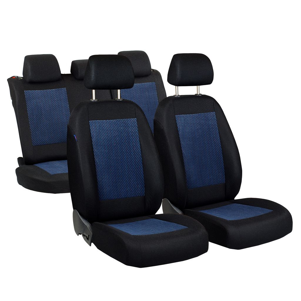 Schwarz-blaue Velours Sitzbezüge für SKODA
