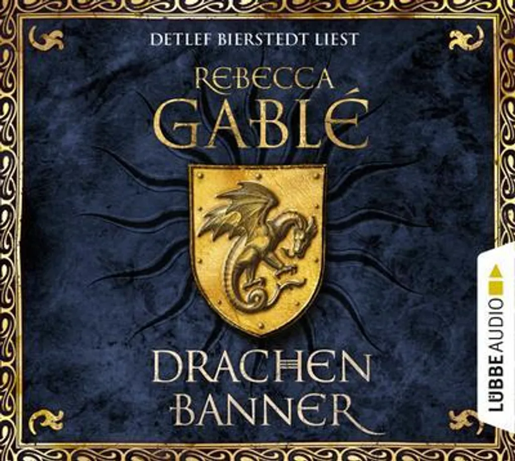 Bannière du dragon grand format rouge et or avec finitions artisanales
