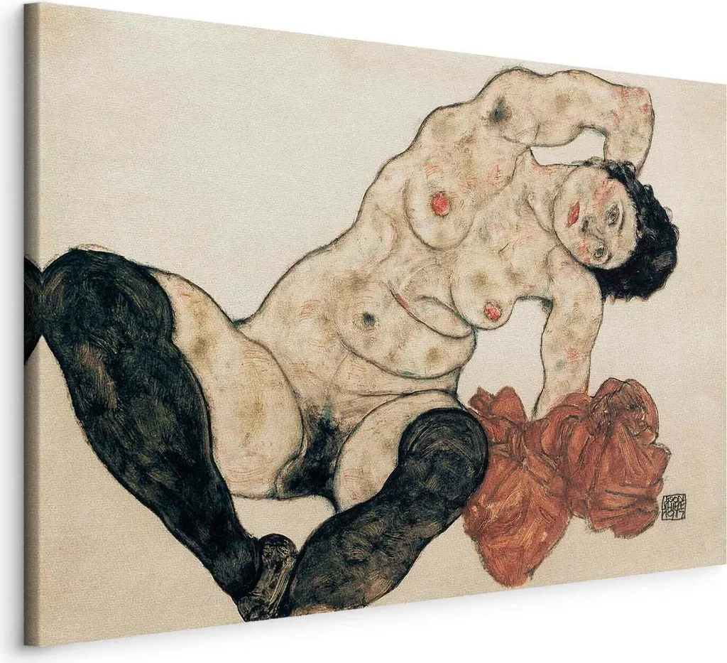 Tableau mural moderne Nu allongé Egon Schiele Impression Toile 120x80cm