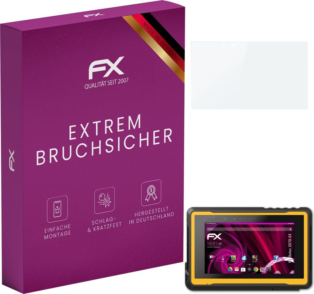 atFoliX FX-Hybrid-Glass Displayfolie kompatibel mit Getac ZX70-EX Glasfolie