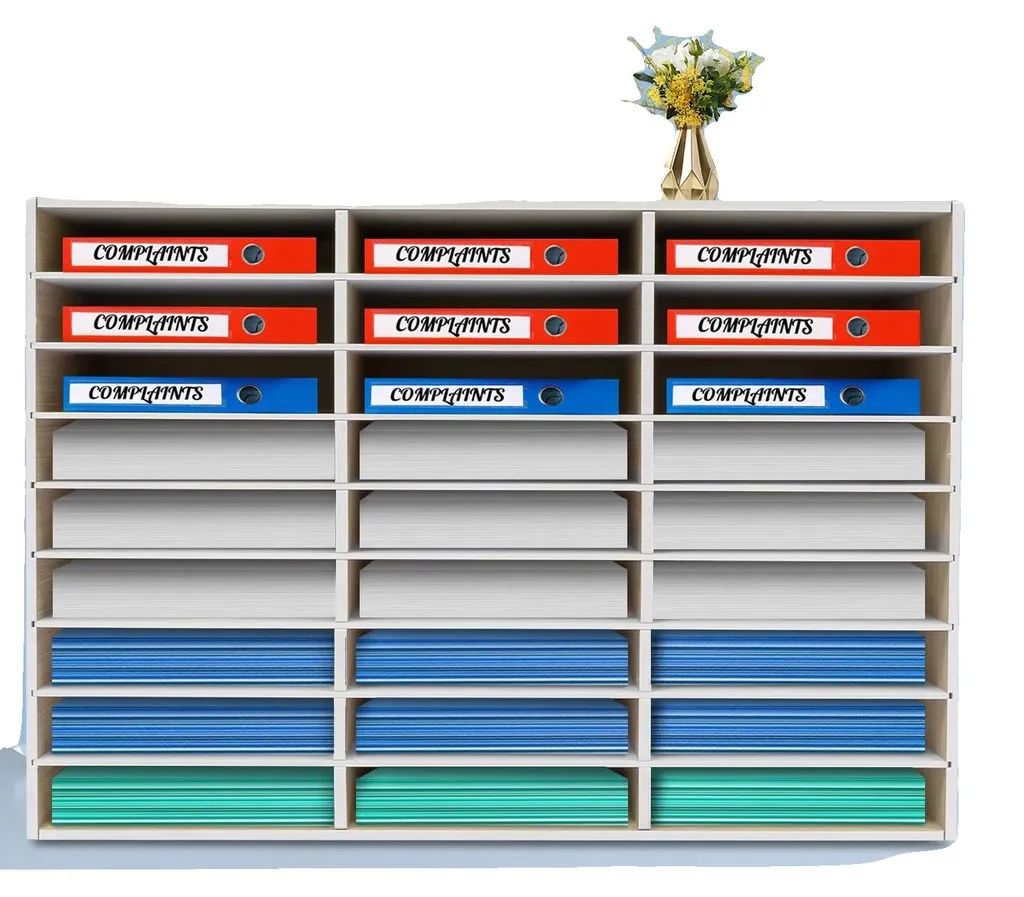 Rangement bureau pour dossiers A4 avec 27 cases en PVC ultra solide