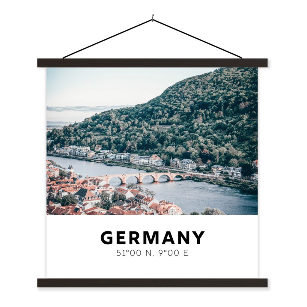 MuchoWow Textilposter Deutschland - Heidelberg - Sommer 90x90 cm mit schwarzem Rahmen - Magnetisches