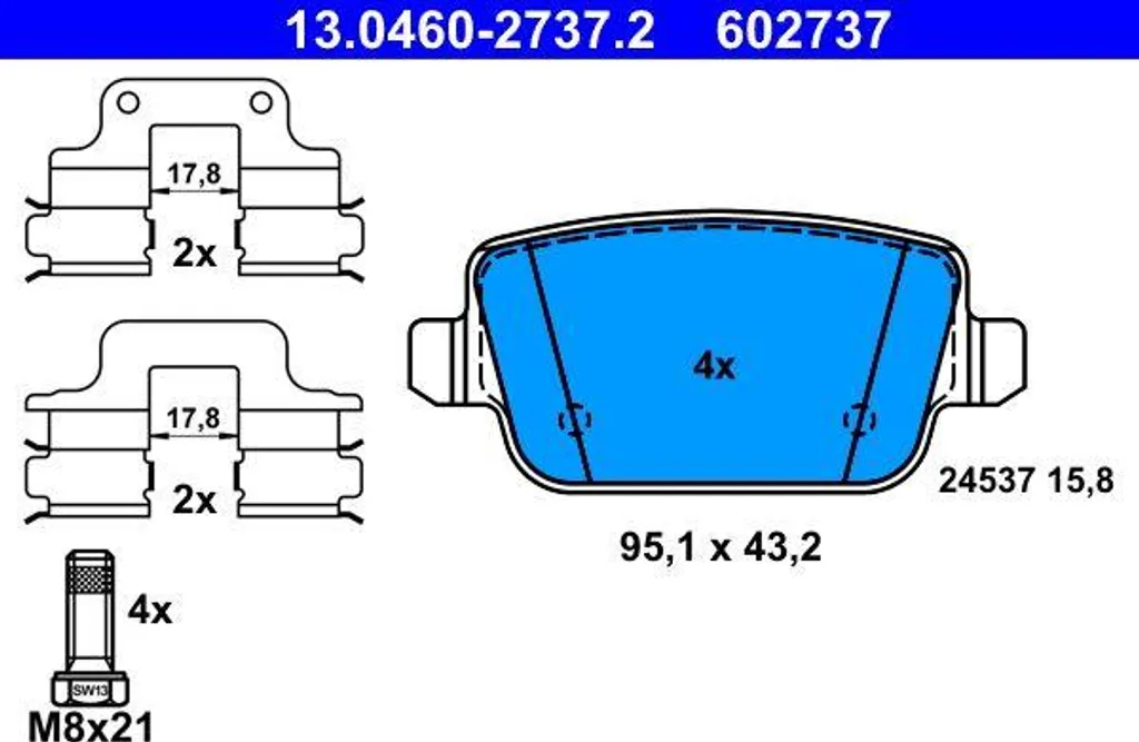Plaquettes de frein ATE 13.0460-2737.2 pour Freelander et Volvo XC70