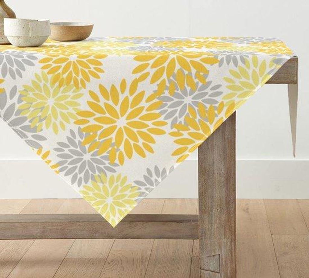 Gelbe Dahlien Tischdecke 120x120 cm Herbst Dekoration