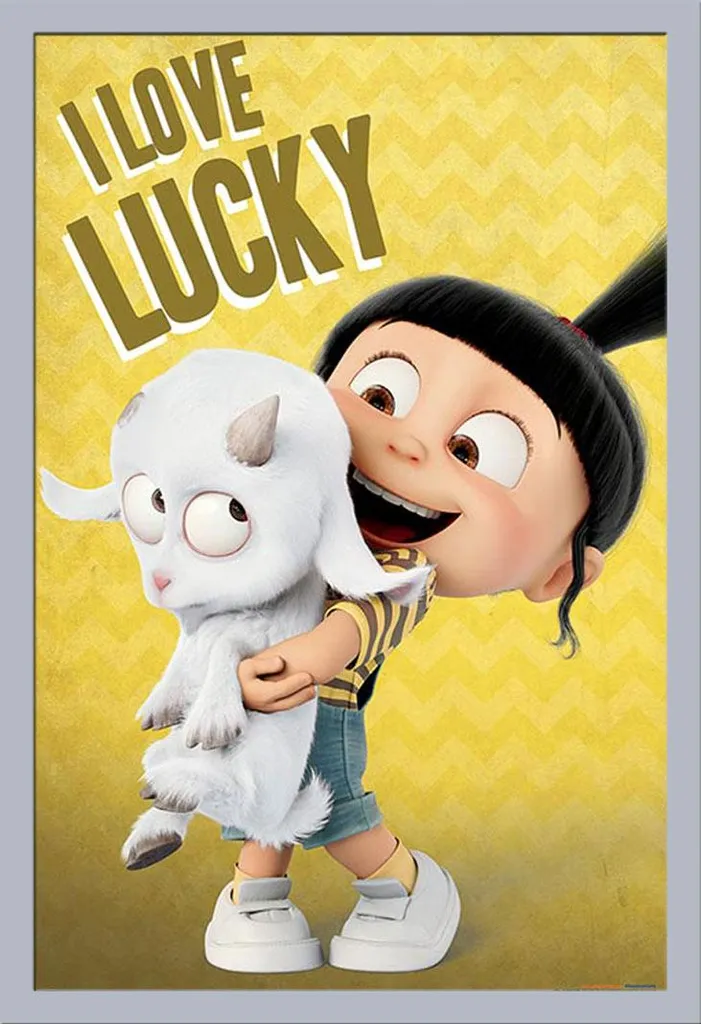 Quadro Minions I Love Lucky Cornice Argento Shinsuke Vetro Acrilico