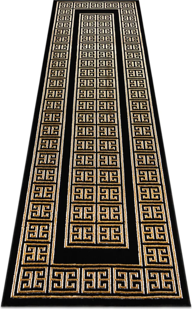 Tapis Allure 1968 Greek Key noir et or 60x250 cm - Style chic grec