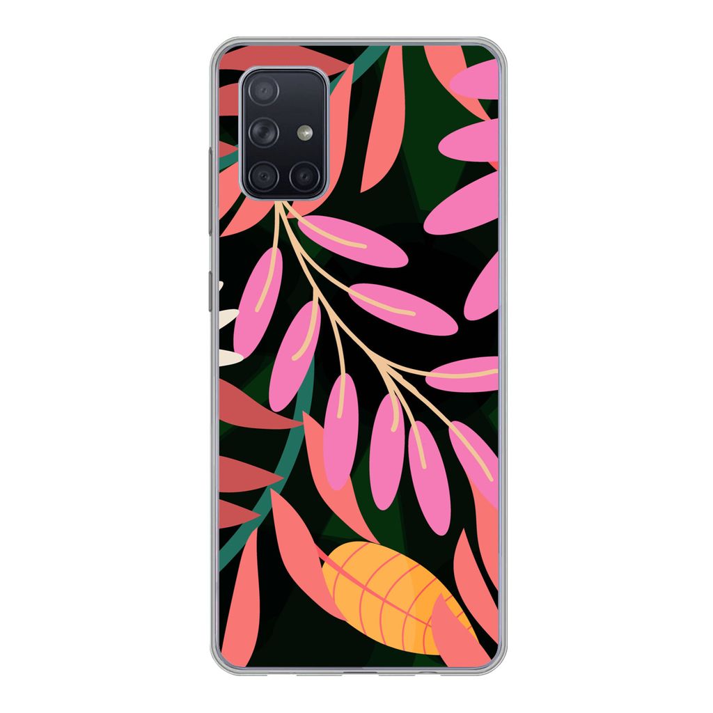 MuchoWow Handyhülle Schutzhülle Hülle für Samsung Galaxy A51 Tropisch - Blumen - Muster Silikon Softcase Handy Hülle - Schutzabdeckung