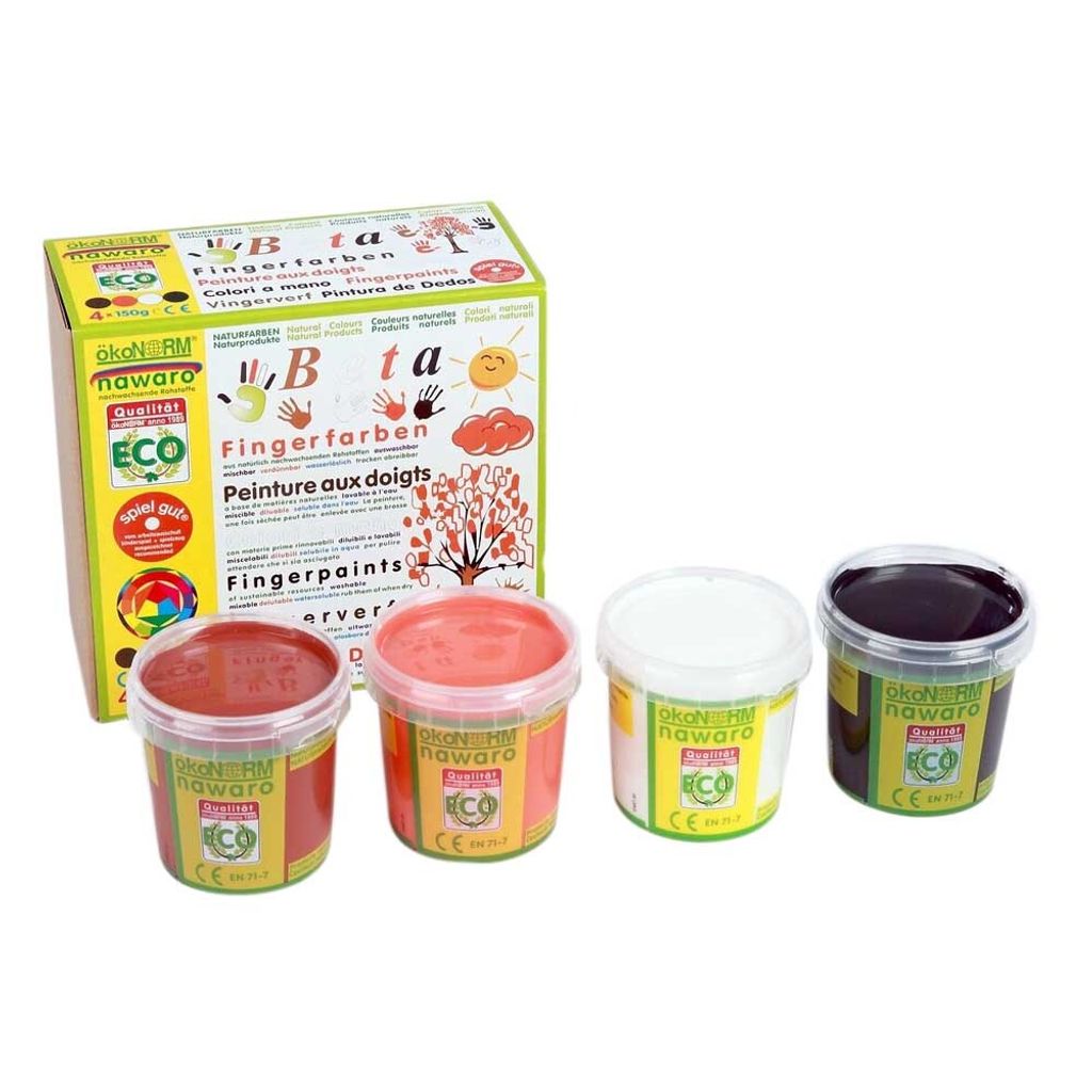 ökoNorm Fingerfarben nawaro, 4er Set "Beta" - orange, braun, weiß, schwarz