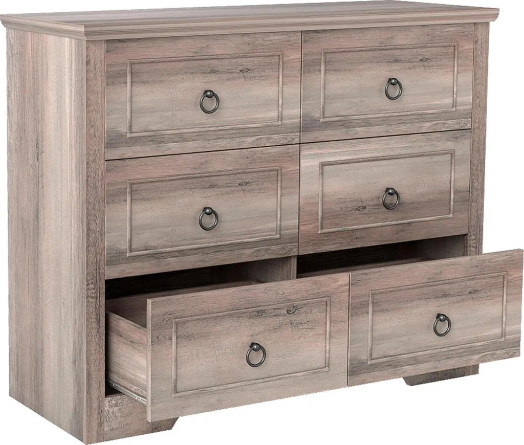 Organiseur de rangement 6 tiroirs gris rustique avec poignée simple