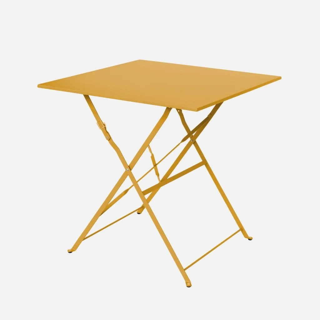 Tavolo Design Industrial 70cm Ocra Metallo Pieghevole per Terrazzi
