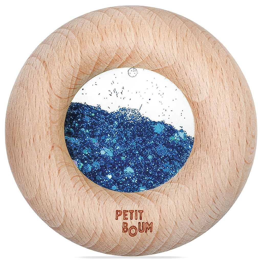 Sensorische Baby Rassel Holz - 7 x 7 x 2 cm - Blau | by Produktbild 