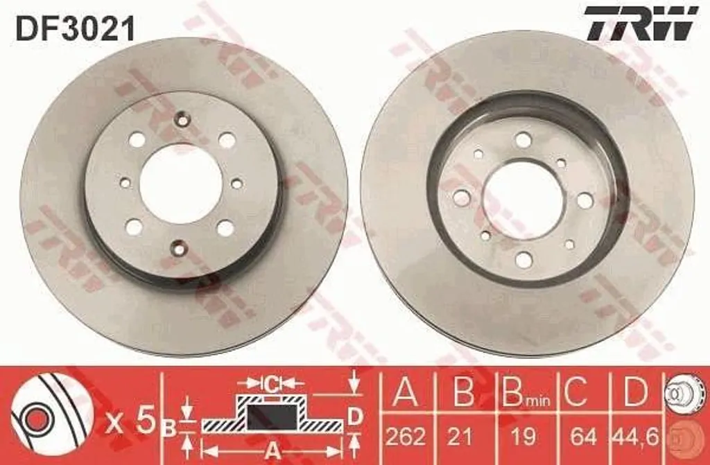 Disque de frein TRW DF3021 Haute Résistance pour Jazz et Honda CRX