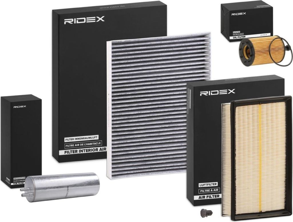 RIDEX Filterset Inspektionspaket Filtersatz für VW Transporter V Bus (7HB, 7HJ, 7EB, 7EJ, 7EF, 7EG, 7HF, 7EC) Multivan V Transporter V Kastenwagen